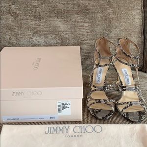 JIMMY CHOO SNAKE SKIN COLOR SANDALS SIZE 38 1/2